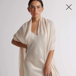 Quince Cashmere Silk Fringed Scarf – Ivory – NWT